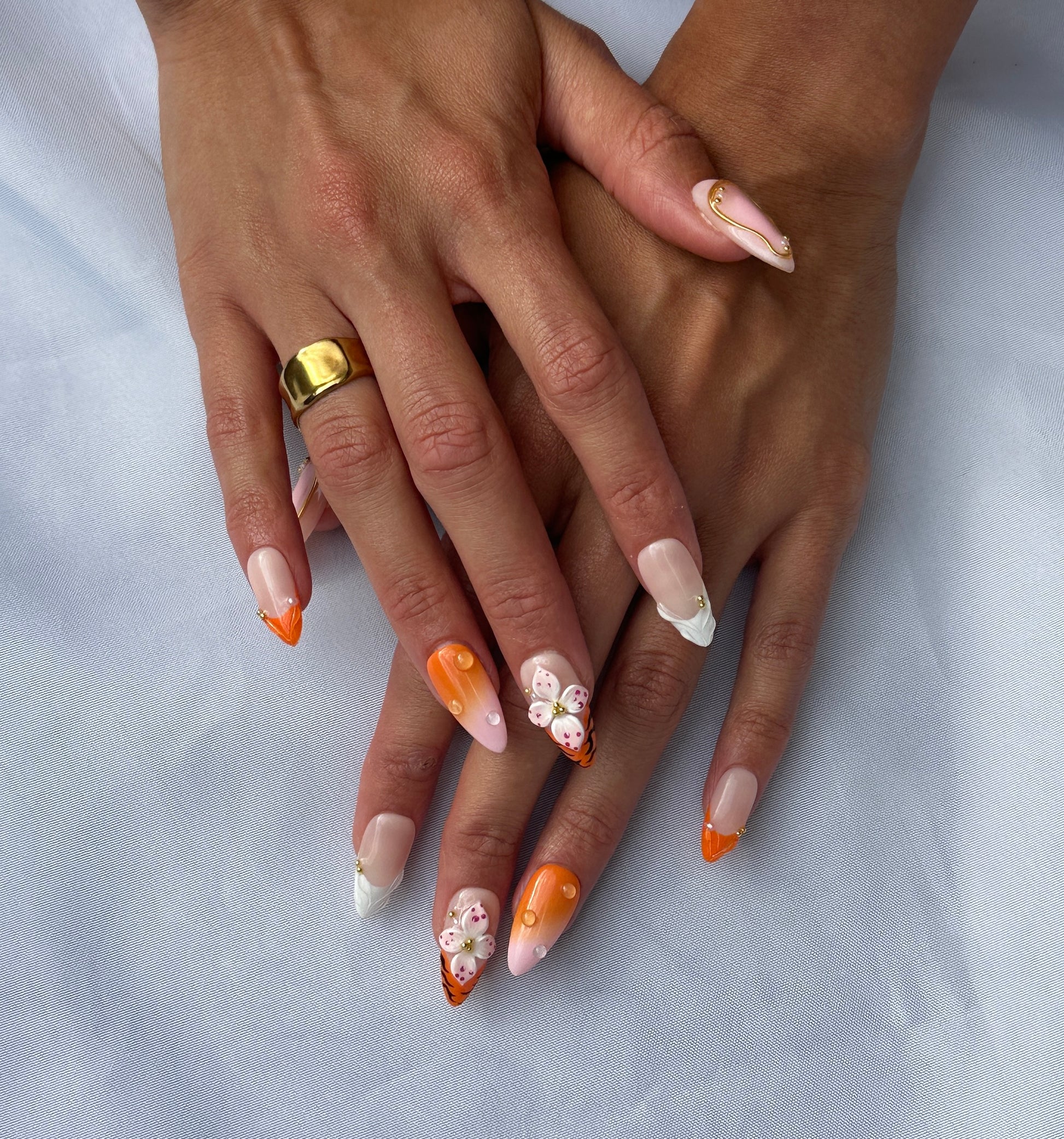 Pink lemonade nails