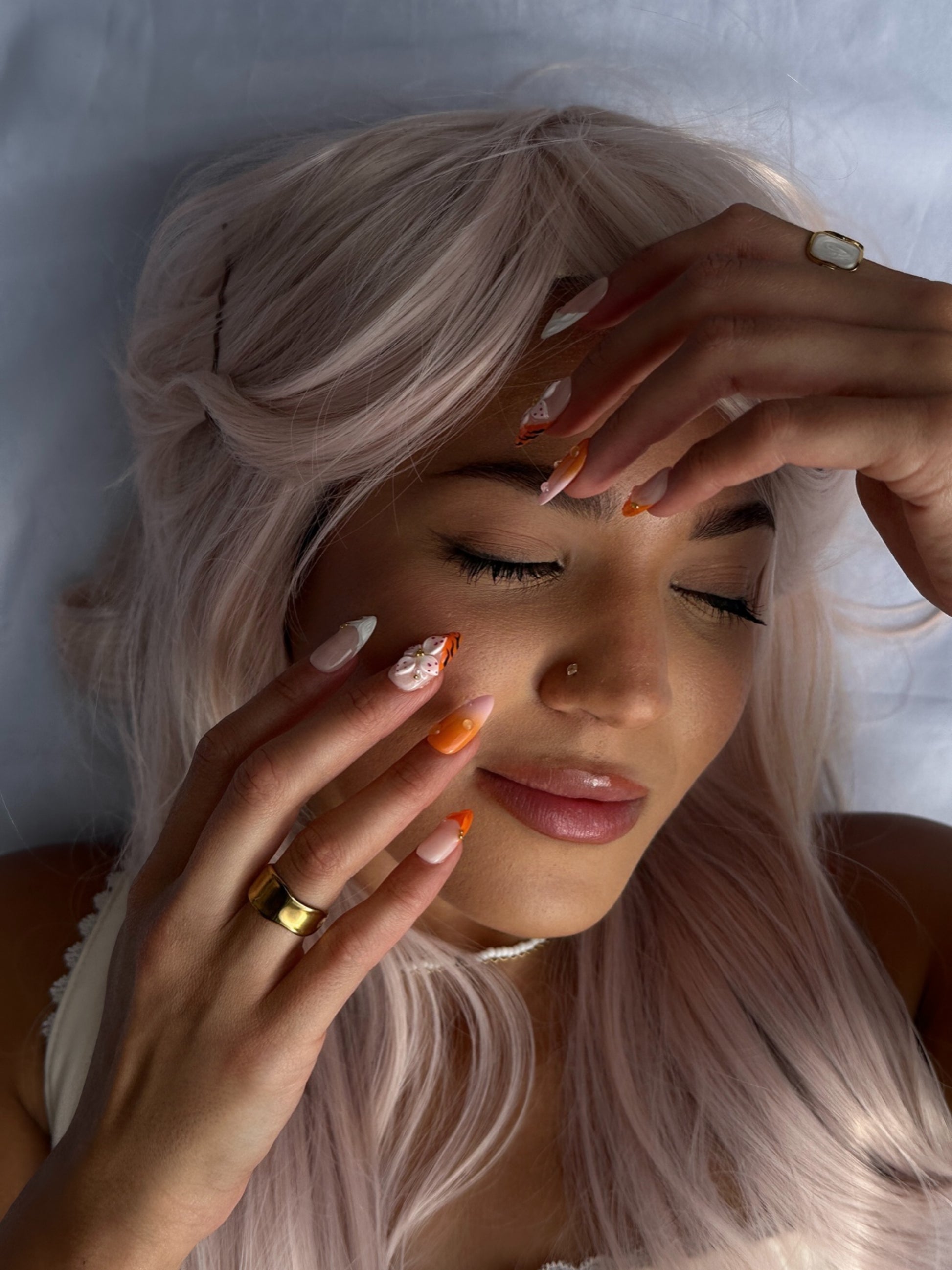 Pink lemonade nails